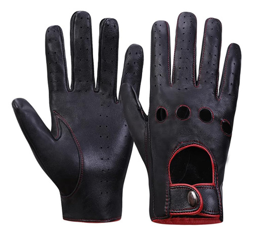 Guantes De Conducción Mggmokay, Talle M (9 Us), Negro / Rojo