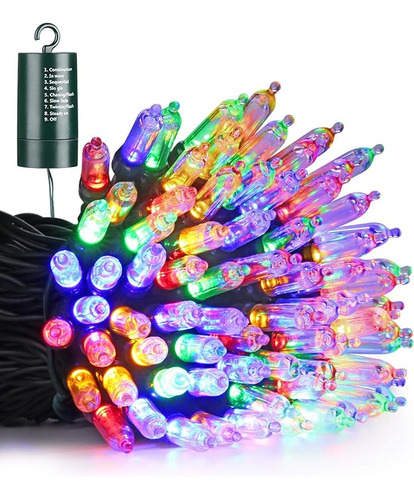 Tiras De 100 Miniluces Led De Navidad 33 Pies Funciona Con 8