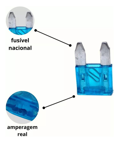 Kit 10 Unidades Fusíveis Lâmina Modelo Mini Misto 15a