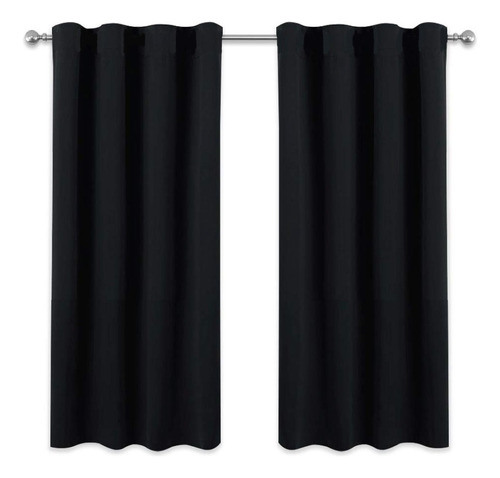 Juego De Cortinas Blackout Engomado 130x150cm Bloquea 100% Color Negro