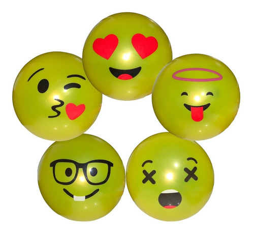 50 Pelota Emoji Amarillo Plastico Carita Mayoreo Regalo