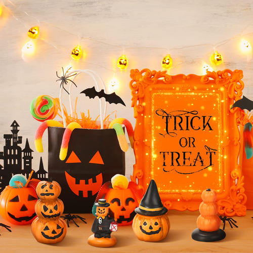 7 Piezas De Figuras De Calabaza En Miniatura De Halloween,