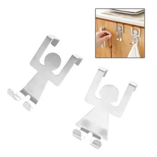 Ganchos, Soporte, Perchero Para Puerta Hombrecito X2 Metal