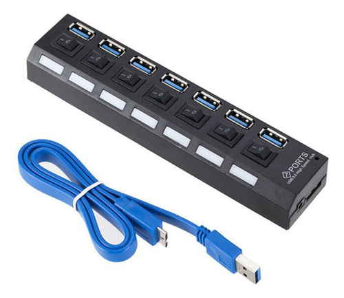 Juego Completo De 4 Puertos Usb 3.0 Negro - Divisor De 7 Pue