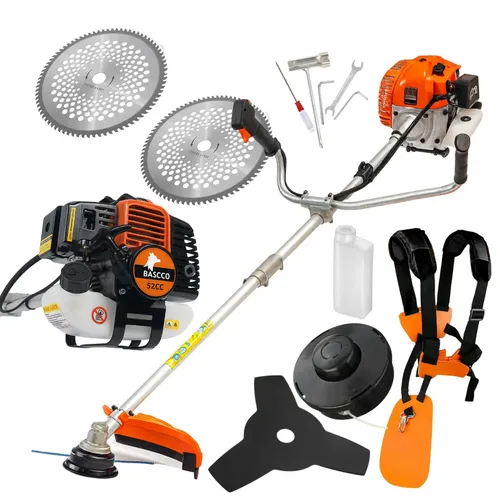 Roçadeira A Gasolina De Grama Multifuncional Aparador Profissional Bi-partido 2 Tempos Bsc-52, 52 Cilindradas 2.5hp - Bascco