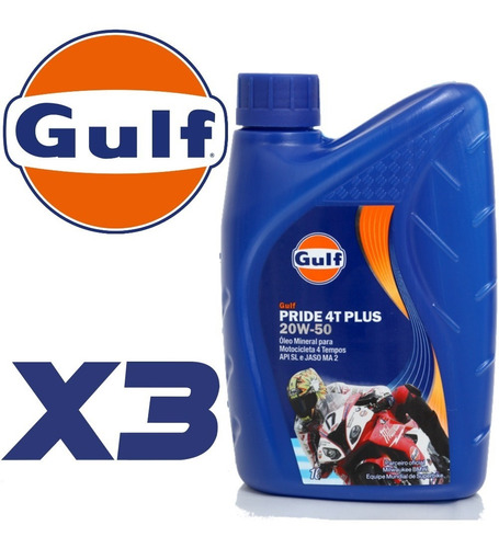 Gulf 20w50 Mineral Óleo Motor De Moto E Quadriciclo 4t 3 L 