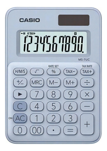 Calculadora De Mesa 10 Dígitos Mini Ms7-uc Casio Cor Azul-claro