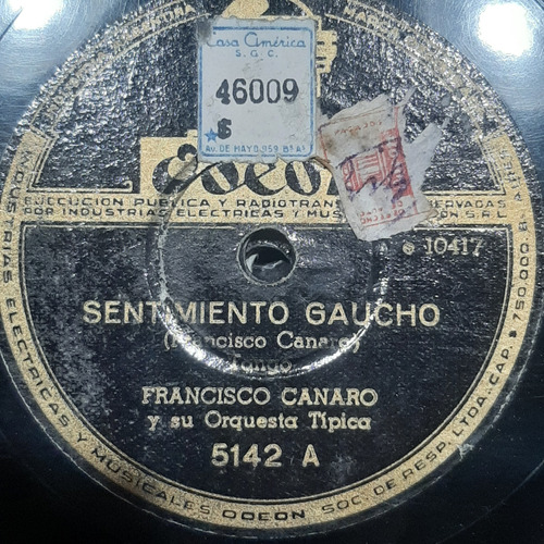 Pasta Francisco Canaro Y Su Orquesta Tipica 5142 Odeon C546