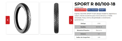 Pneu Dianteiro Haobao Hb 150 80/100-18 Technic Sport R S/c