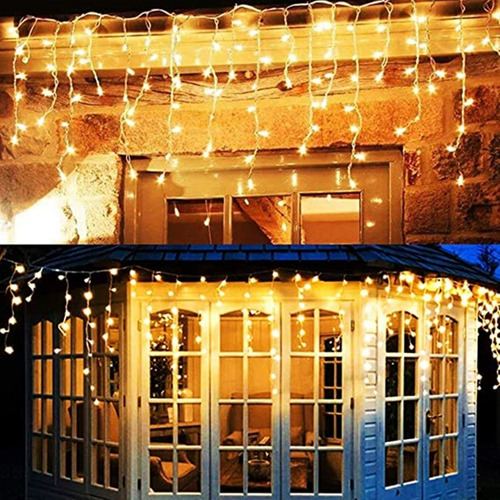 Imagen 7 de 10 de Serie Luces Navidad 216 Led 5m Techo Ambar Cascada Navideña