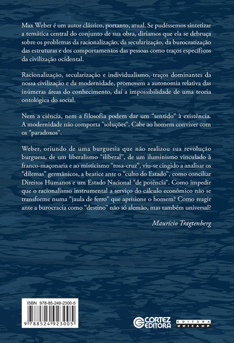 Metodologia das Ciências Sociais, de Weber, Max. Editorial Cortez Editora e Livraria LTDA, capa mole em português, 2016