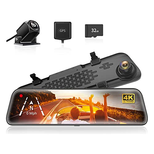 12?? Mirror Dash Cam Backup Camera, 1296p Full Hd Sma...