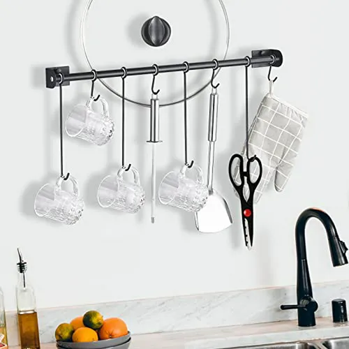 Soporte De Tazas De Café Montado En Pared Matt Negro Con Gan