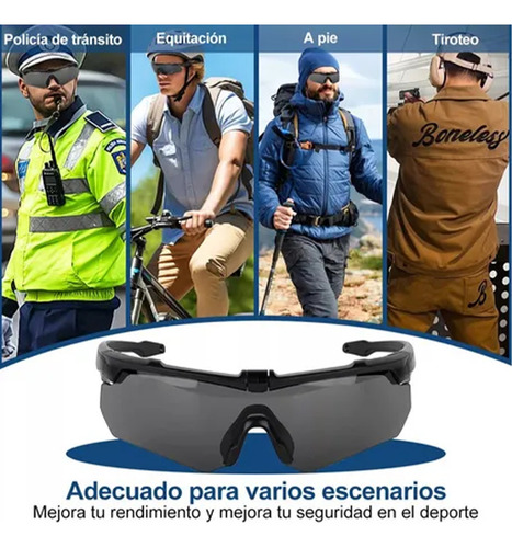 3 Lentes Tácticas Militares Mica Y Accesorios Color Del Armazón Negro