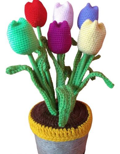 Maceta Decorativa De Tulipanes 