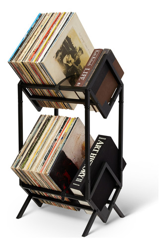 Soporte Para Discos De Vinilo Metal Negro Mate Almacenamient
