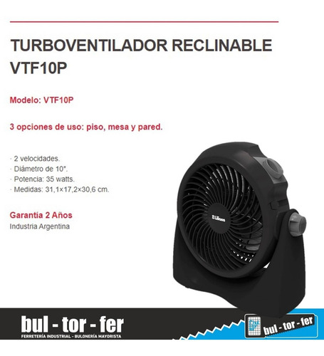 Imagen 2 de 6 de Ventilador Turbo Liliana Reclinable 10 PuLG Turboventilador