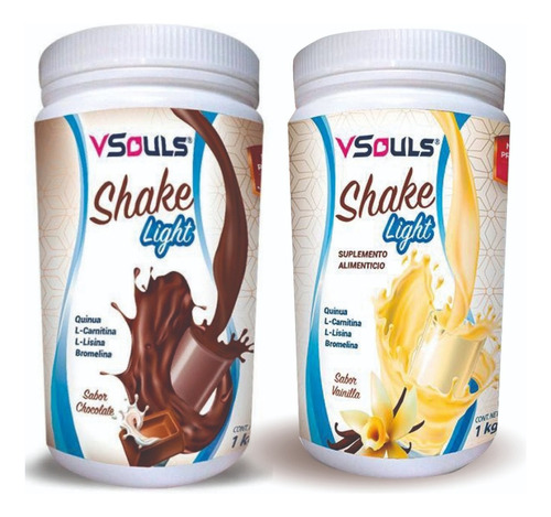 Paquete 2 Malteada Shake Light Vsouls Chocolate Y Vainilla