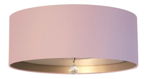 Luminária De Teto Plafon Interna Bronze 40x15cm Estrutura Rosa-bebê 127/220v