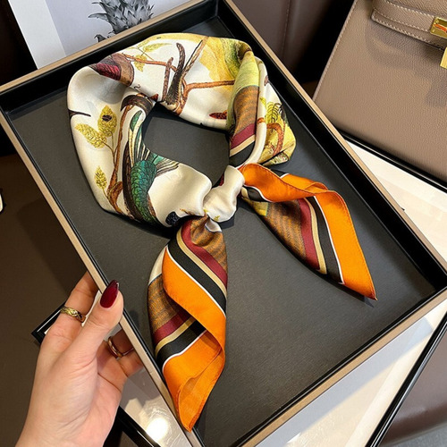 - Bufanda Vintage Naranja For Mujer 100 % Seda