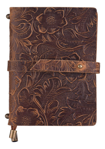 Cuaderno De Viaje Con Estampado Vintage En Relieve De Cuero