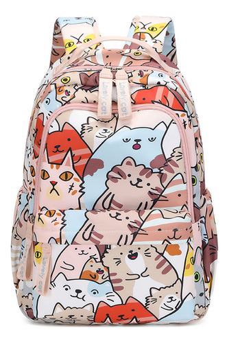 (1 #mold) Mochila Escolar Con Estampado De Gato Kawaii, Bols