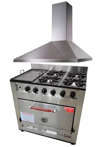 Combo Cocina Industrial Pevi 4h Y Plancha + Campana Oferta