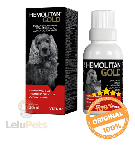 Suplemento Vitaminico Hemolitan Gold Vetnil 30ml.