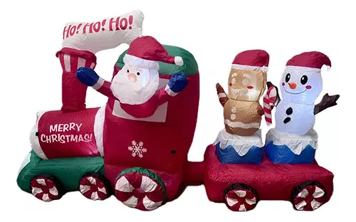 Inflable Navideño Tren De Santa Claus Y Muñecos