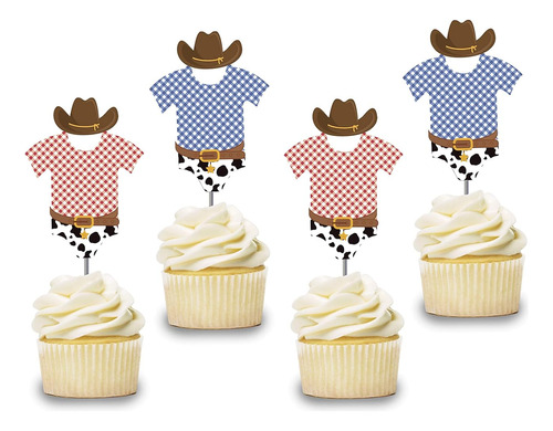 Cowboy Baby Shower Cupcake Toppers 12 Pcs, Onerie Cake Pick,