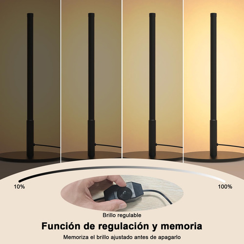 Lámpara De Mesa Led Moderna Regulable Color Negro 3000k