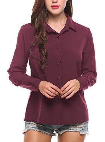 Zeagoo Camisa Con Botones Para Mujer Blusas De Gasa Con Cuel