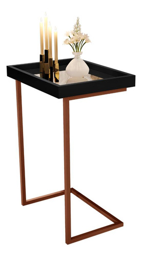 Mesa De Apoio 4774 Preto Pé De Ferro Bronze Jb Bechara