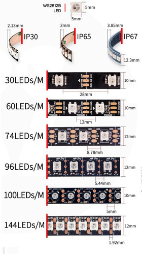 Imagem 4 de 6 de Fita Led Ws2812b Ws2812 Digital 300 Leds 5v Ip67 Rolo 5m