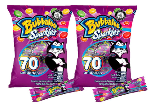 Dulces Masticables Bubbaloo Sparkies 2 Paq 350g X70 Uds