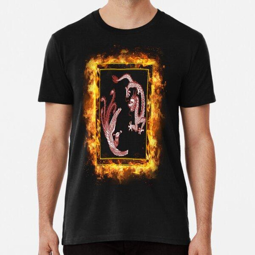 Remera Dark Red Dragon And Phoenix In A Fire Frame  Algodon 