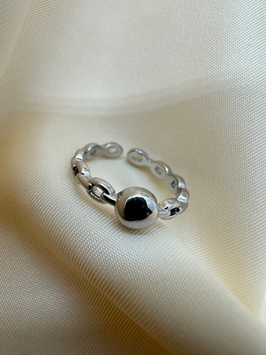 Anillo Cadena Con Circulo Plateado Diseño Coreano Moda