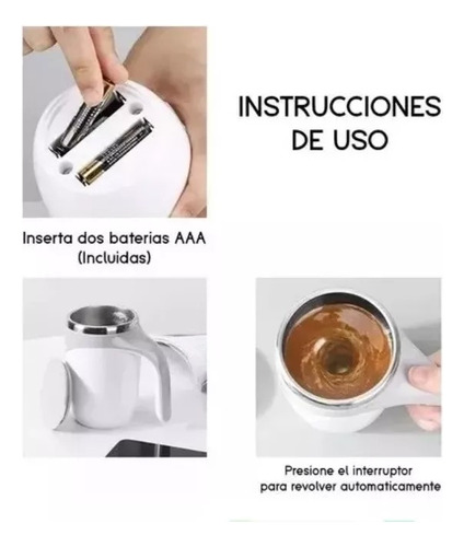 Taza Mezcladora Automática Agitador Bebidas Termo Acero