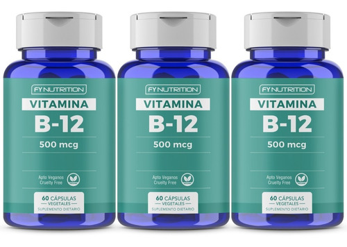 Vitamina B12 - 500mcg - Fynutrition - Apto Veganos - X3