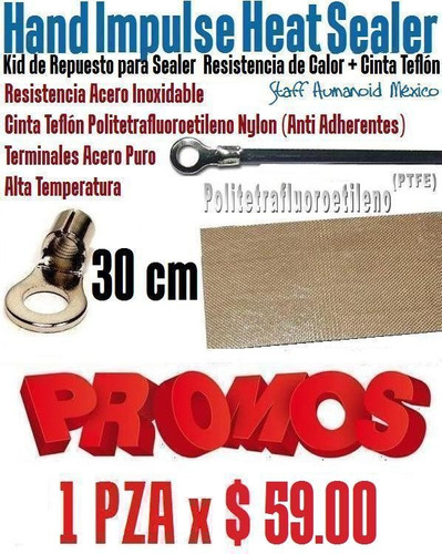 Kit Part Sealer Impulso & Pedestal 30cm Resistencia + Teflón