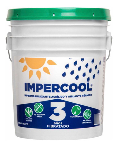 Impermeabilizante Acrílico Impercool Fibratado 3 Años Rojo