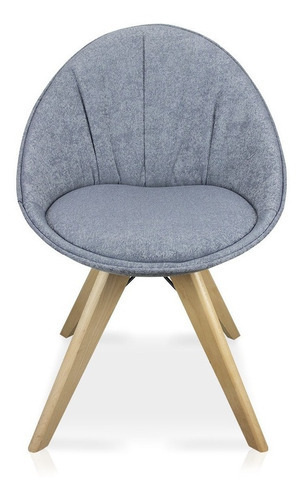 Kit 02 Cadeiras Giratória Estela Jacquard Cinza Base Madeira