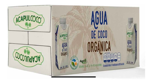 Agua De Coco Orgánica 18 Piezas De 330 Ml Osh