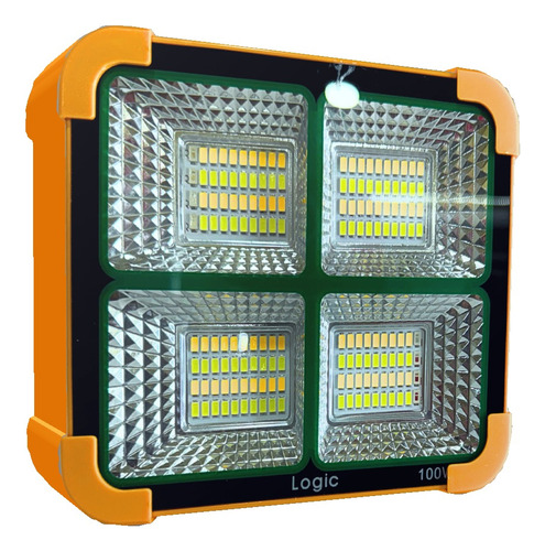 Foco Solar 100w Reflector Led Luz Fría, Calida Y Emergencia