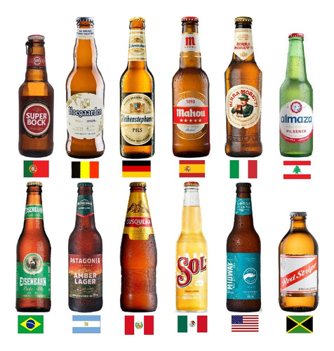 Kit Cervejas Importadas P/ Presente Vários 12 Países