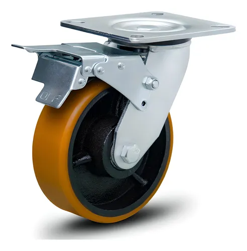 comprar Rodizio Rodinha Pesado Com Trava Pu 6 Pol 700kg Núcleo Ferro