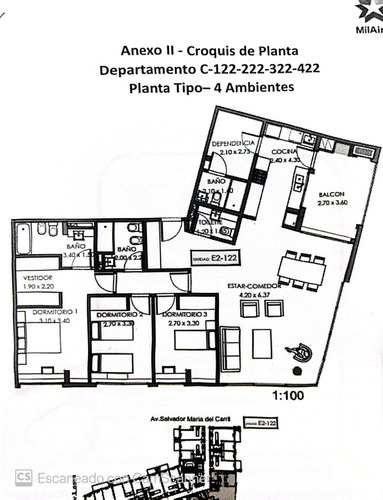 Mil Aires Oasis Urbano Devoto- Departamento 4 Ambientes Con Dependencia Y Cochera C/renta Mensual