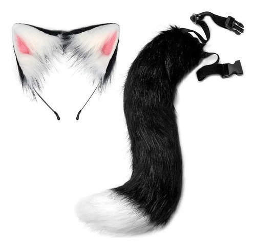 Diadema De Tela Con Forma De Cola De Zorro Y Orejas De Gato
