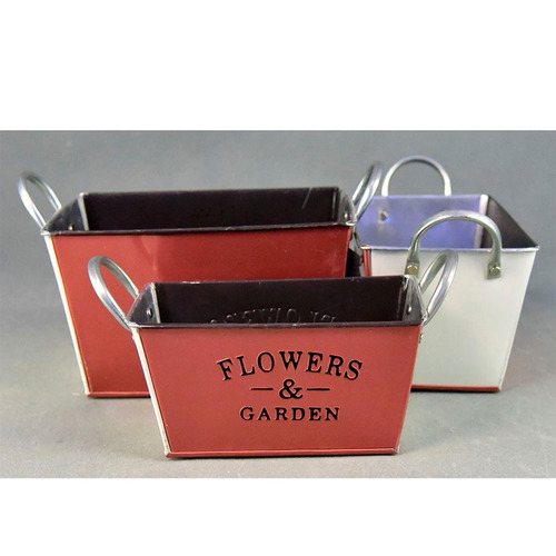 Maceta Metal Flower Garden Rectangular 20 X 22 X 13 Cm.