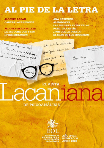 Imagen 1 de 1 de Lacaniana 31 Al Pie De La Letra.revista